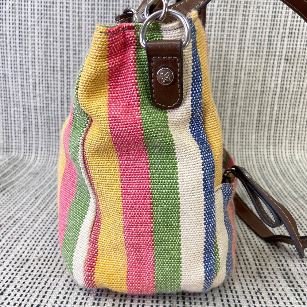 Relic Satchel Bag‎ Wood Handle Woven Striped Multicolor Crossbody Purse Y2K Boho - Picture 6 of 15